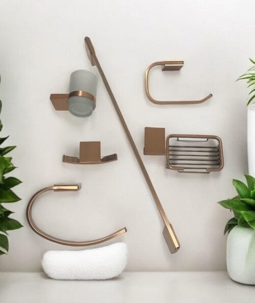 ACCESORIOS BAÑO COLOR BRONCE PLANO
