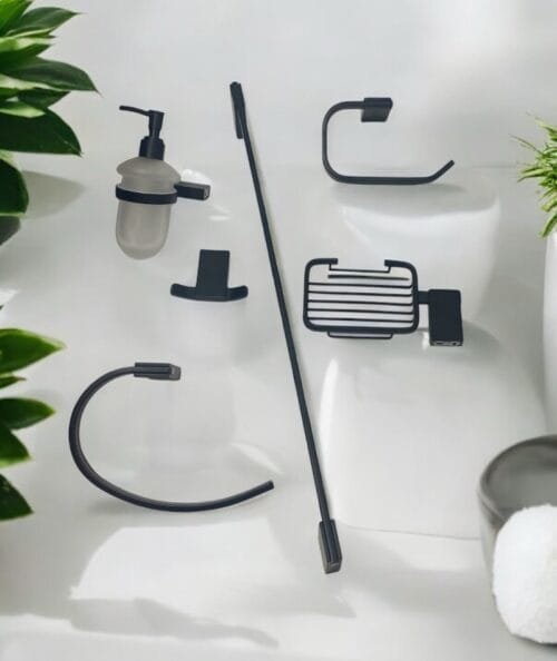 ACCESORIOS BAÑO NEGRO PLANO