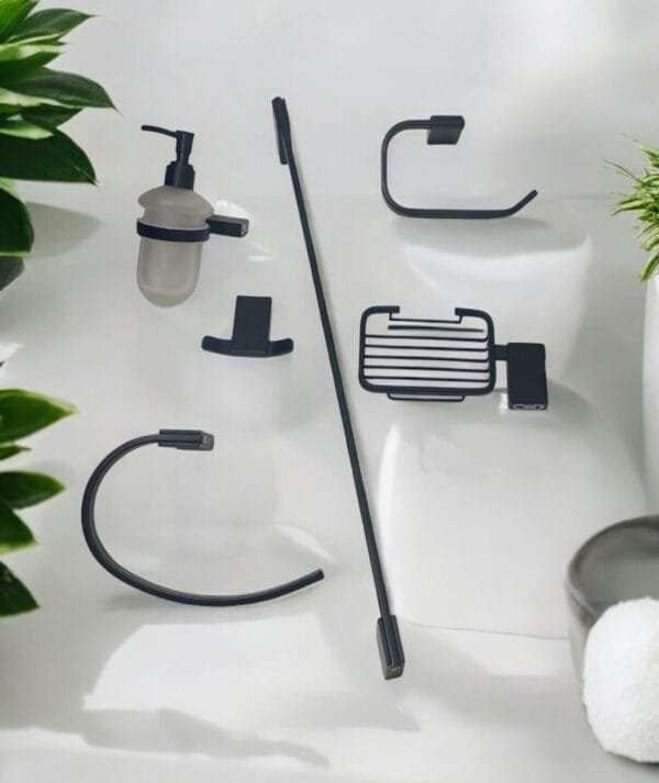 ACCESORIOS BAÑO NEGRO PLANO