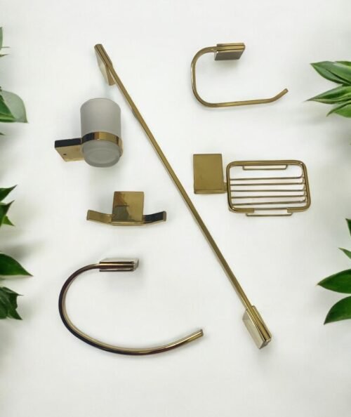 ACCESORIOS BAÑO DORADO PLANO