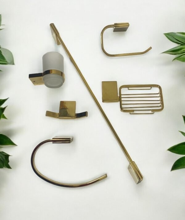 ACCESORIOS BAÑO DORADO PLANO
