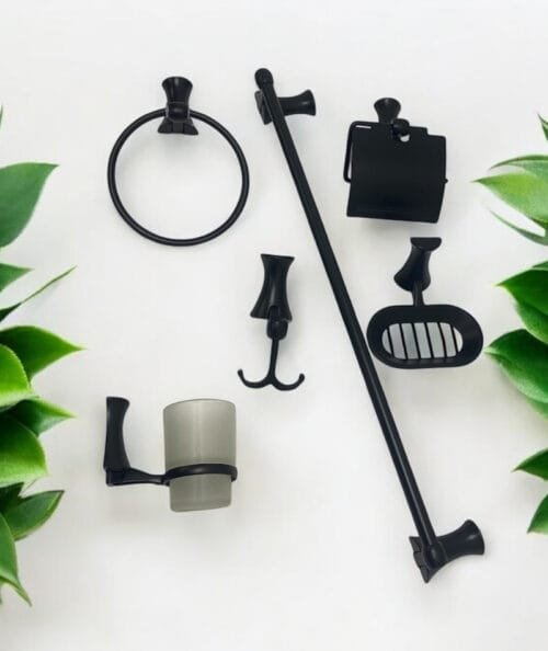 ACCESORIOS BAÑO ROSA EX NEGRO