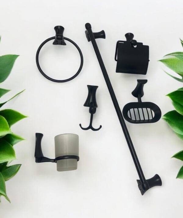 ACCESORIOS BAÑO ROSA EX NEGRO
